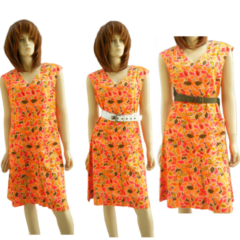 60s -70s Vintage Bright Psychedelic w Pockets M Trippy Festival Groovy